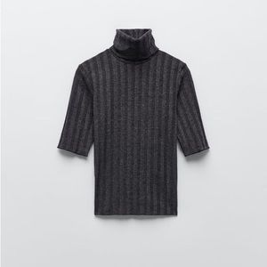 PREOWNED Zara Ribbed T-shirt Dark Gray Marl